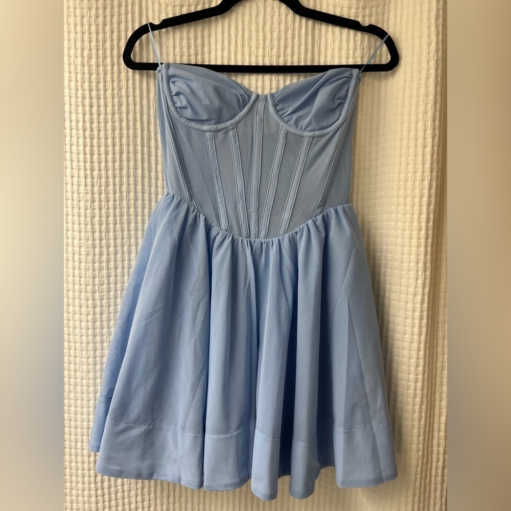 NWT Bardot Hart Corset Strapless Mini Dress - color Arctic Blue - US 4, small - Picture 6 of 8